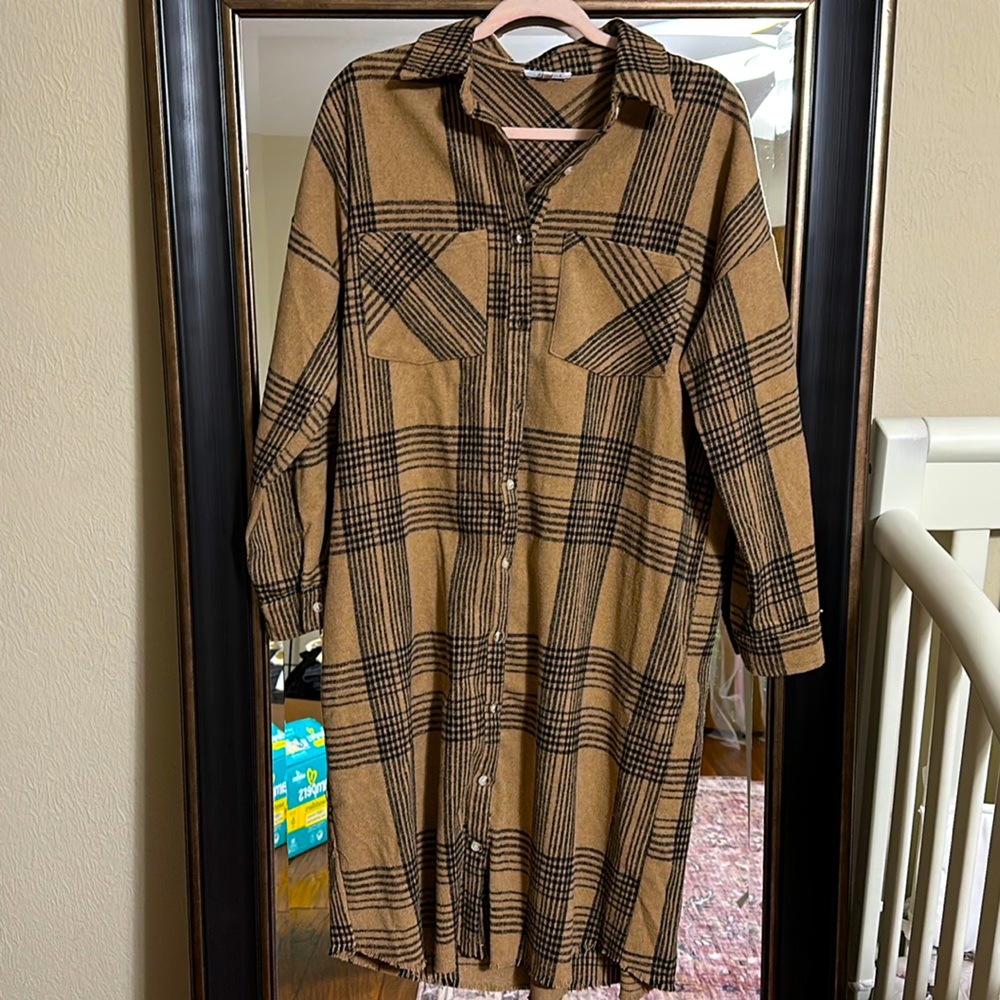 White Birch Button Down Jacket/ Duster - image 1